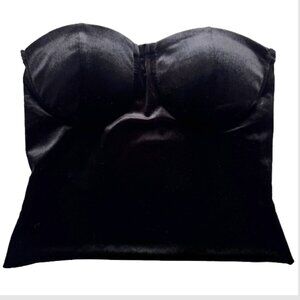 Shinestar Black Velvet Bustier Cropped Corset Top